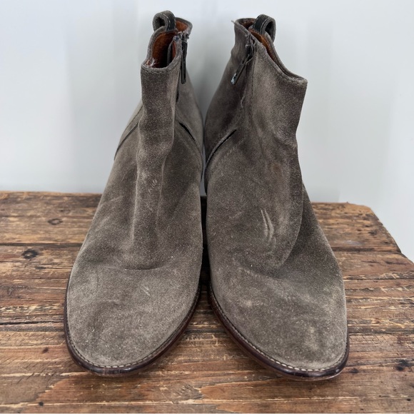 Madewell Olive Green Suede Leather The Billie Boots Ankle Booties - Picture 5 of 9